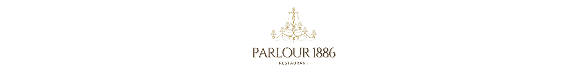 Logo of Parlour 1886 restaurant featuring a chandelier design.